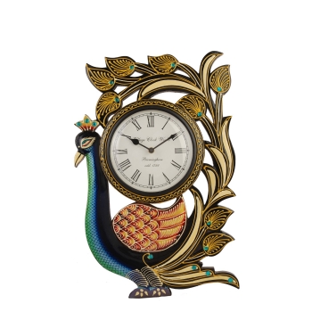 WDN. CARVED PEACOCK WITH CLOCK