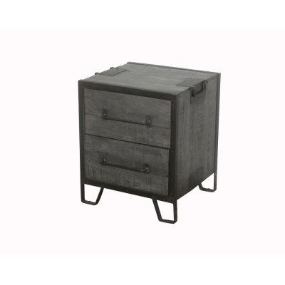      WDN & IRON BEDSIDE 2 DRAWER