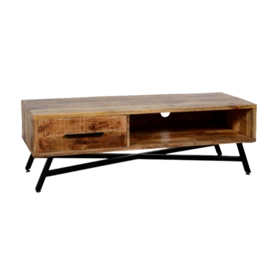 WDN. 1 DRW. TV CABINET WITH IRON LEGS